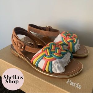 NIB Christian Louboutin Ella Suede / Leather Woven Flat Sandals Size 36